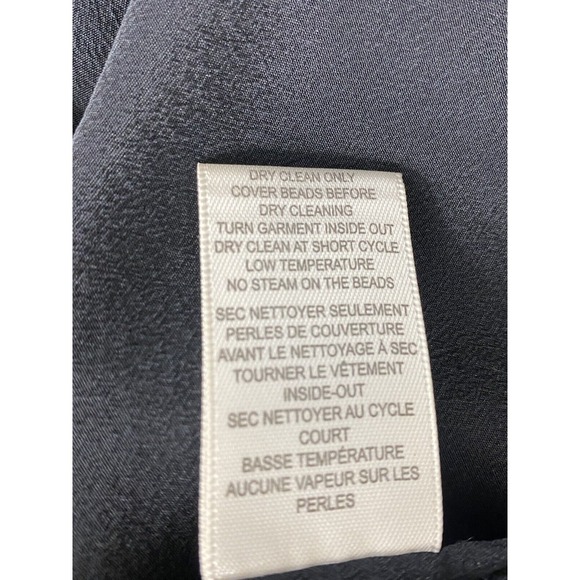 Rebecca Taylor Top Blouse Womens 2 Small Black Metallic Beading Silk Evening - Picture 12 of 13